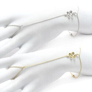 INTRICATE STERLING SILVER SNAKE SYMBOL 8" HAND BRACELET. AVAILABLE IN 2 COLORS.